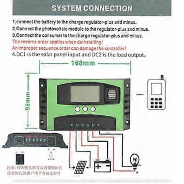 Solar Opladningscontroller LCD Display Fotovoltaisk Solpanel Intelligent Regulator 12V 24V 30A