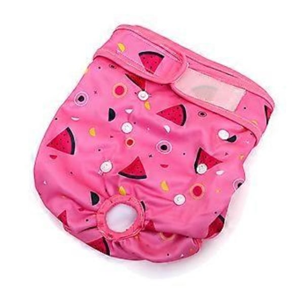 Fysiologiske bukser til kæledyr, åndbare, lækagesikre, justerbare, vaskbare hygiejnebukser til hunde, til hjemmet, udendørs, pink vandmelon-look, M
