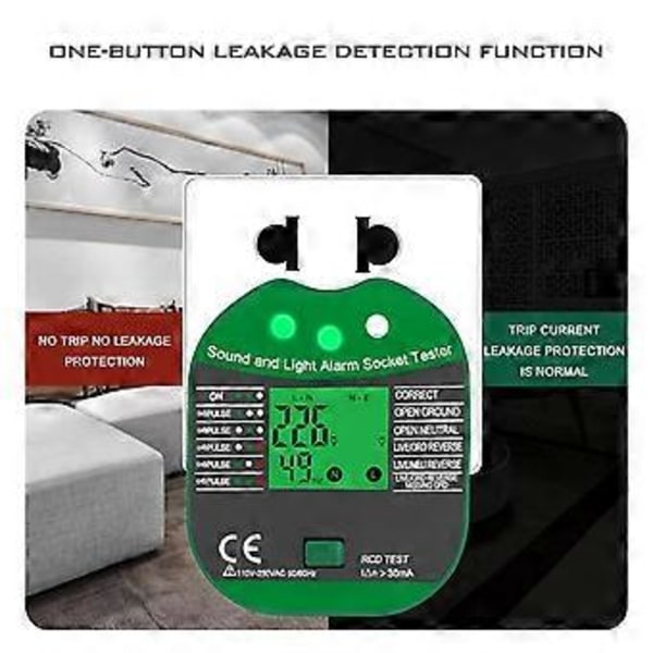 Digital Display Summer Socket Tester Spänning RCD Test Smart Detektor Noll Linje Polaritet Fas Kontroll EU-kontakt med Skärm
