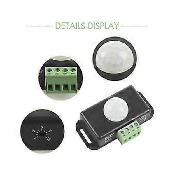 5st DC 12 24v 8a Automatisk Justerbar Pir Rörelsesensorswitch Ir Infraröd Detektor Ljusströmbrytare M