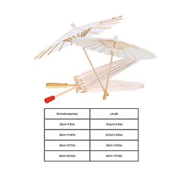 Hvid Farve Papir Dekorativ Paraply Parasol Bryllup Brude Fest Dekoration Foto Rekvisit (60cm)