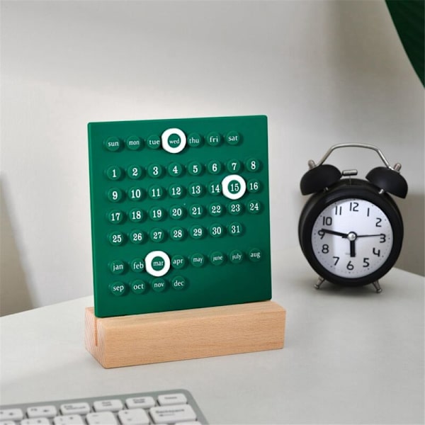 Träskrivbordskalender Evighetskalender Retro Hem Unika Gåvor, Månadsdatumvisning, Skrivbordsdekorationer för Kontor, Rosa