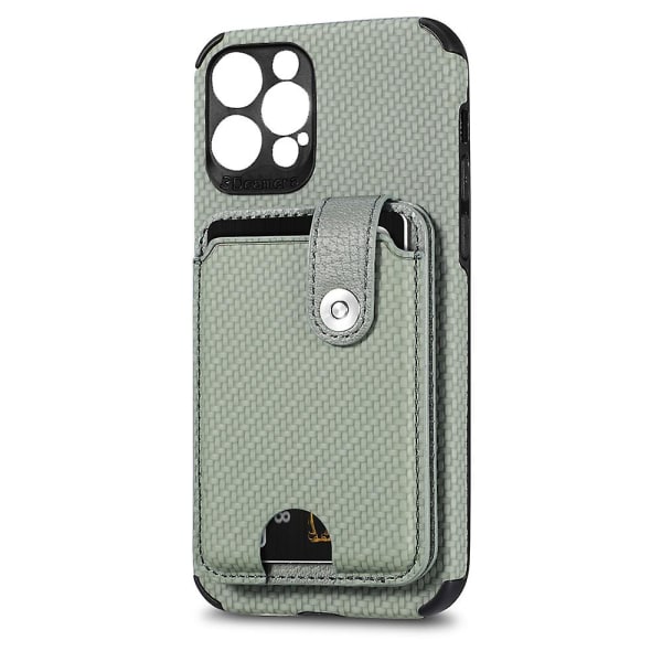 Pung etui med kortholder, Pu Kickstand Card Slots etui, kompatibel med Iphone 14 Green