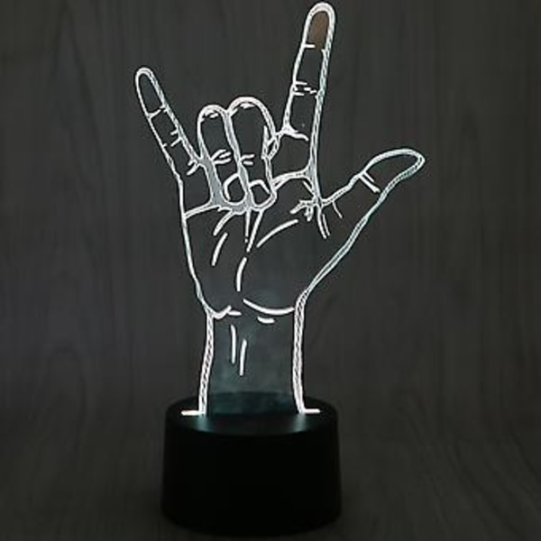 USB Nyhed 7 Farver Jeg Elsker Dig Tegnsprog LED Natlampe 3D Skrivebordslampe