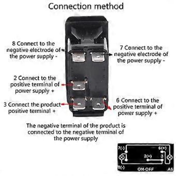 Vedenkestävä 5-nastainen SPST On/Off keinukytkin sinisellä LEDillä 20A/12V