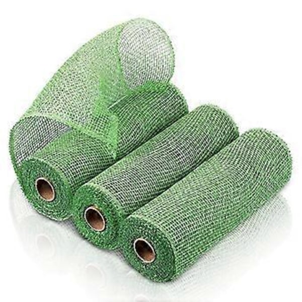 3 Rullar Juteväv Dekorationsnät 25 cm Bred Dekorativt Nätband Omslagsband Rullar för Hantverk DIY Tillverkning