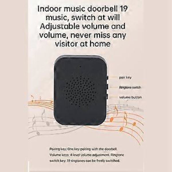 Tuya Smart Dörrklocka med HD Mörkerseende WIFI 2-Vägs Intercom Realtidsvisning för Hemsäkerhetssystem Svart