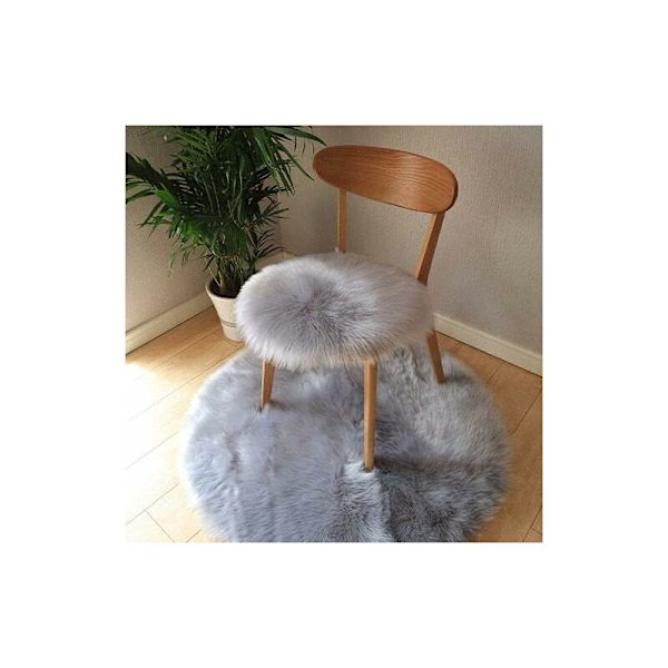 Faux saueskinns teppe, imitert fleece teppe fluffy myk langhåret dekorativ stol pute sofa matte (grå, 60x60cm)