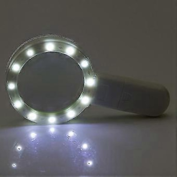 Forstørrelsesglass med 12 LED-lys 30x Dobbel Glasslinse Håndholdt Belyst Forstørrelsesglass Lese Forstørrelsesglass