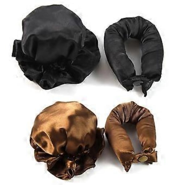 2 stk. Satin Heatless Curler til langt hår. Hårlokker Krøllejern Krøllehovedbånd Sæt Beige