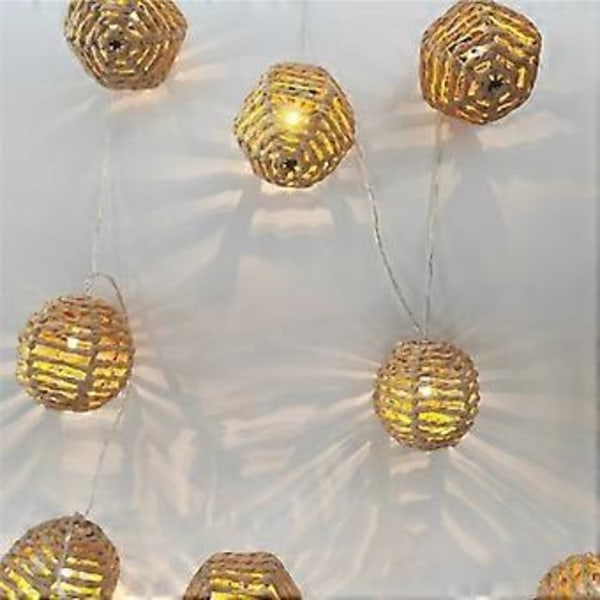 2,5M 10LED Pappersrottingboll Ljusdekoration Jul Festivalljusslinga Ljusslinga Hänge Flätad Ljusslinga