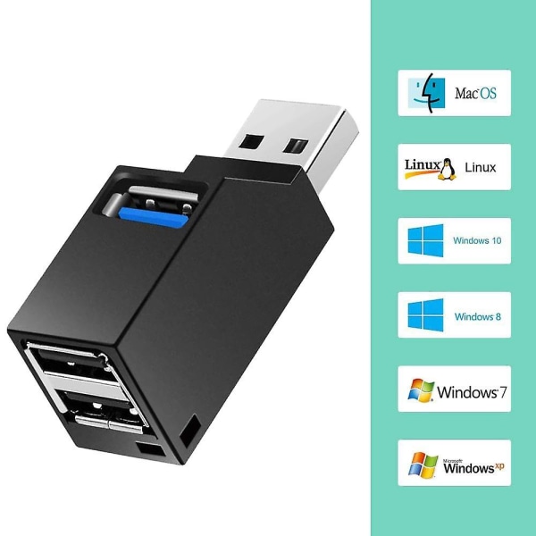 Usb 3.0 3-porttinen Hubi (2 Usb 2.0 + Usb 3.0), Datakeskitin Ja Pceille Ja Muille Usb 3.0 -yhteensopiville Laitteille