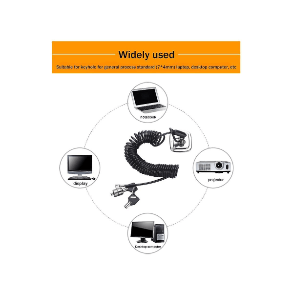 Bærbar computer lås Laptop lås Anti-tyveri lås Universal sammentrækkelig fjeder reb stål kabel nøgle