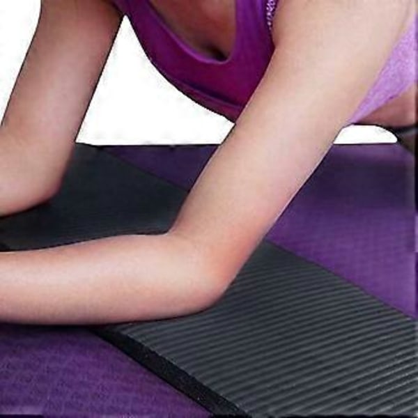 15 mm tjock yogamatta komfortskum knä armbåge dyna mattor för träning yoga inomhus dynor fitnessträning, svart
