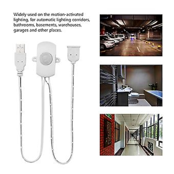 2A DC 5‑24V PIR Infrarød Bevægelsessensor Detektor Automatisk Kontakt LED Strip USB Interface Hvid
