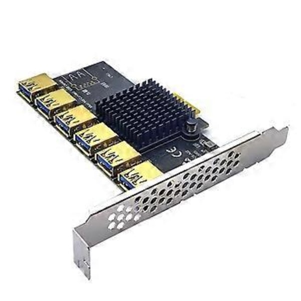Add On PCI-Express Riser Card PCI-E 1X til 6 Eksterne 16X USB3.0 PCI-e Adapter