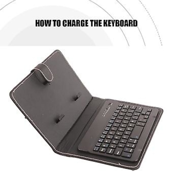 Universelt Trådløst Bluetooth Tastatur Flip Case Deksel med Stativ for IOS/Android Telefoner Svart
