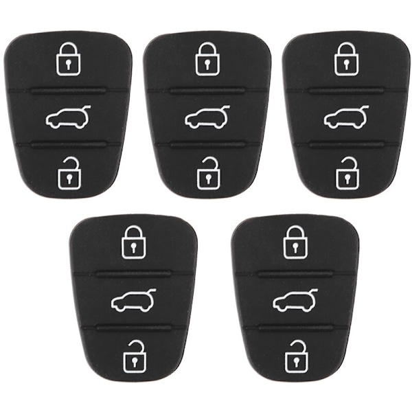 5pcs Replacement 3 Button Rubber Key Fob for Hyundai Fit for Kia (No Letter)