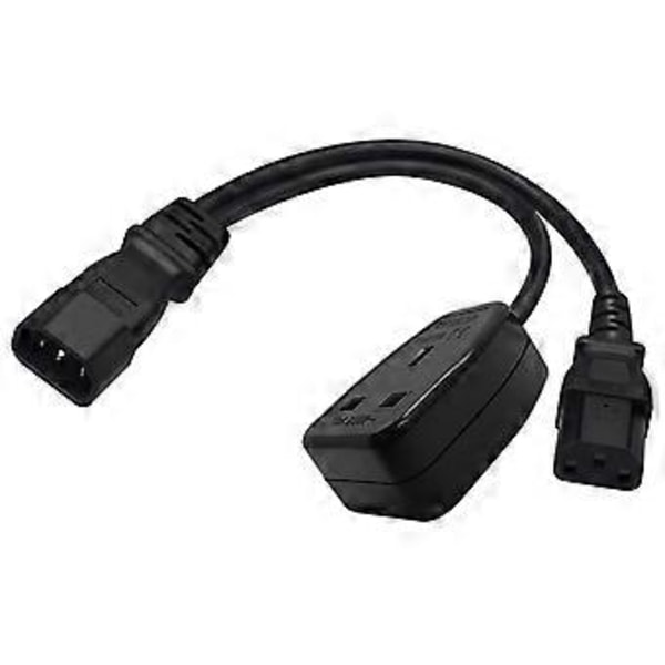 3 Terminaler IEC320-C14 till C13+UK13A Strömkabel Hane till Hona Sladd Tråd