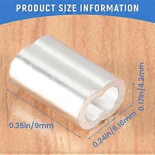 200 stk. 1/16 tomme Kabelhylsesett Aluminiumlegering Krympesløyfehylse for Wiretau