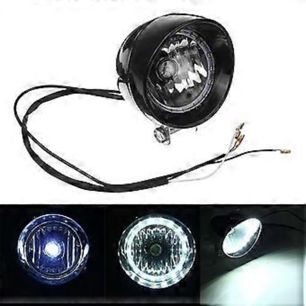 2 stk. Motorsykkel LED Ekstralys Spotlys Tåkelys Angel Eye Lys Frontlykt Svart