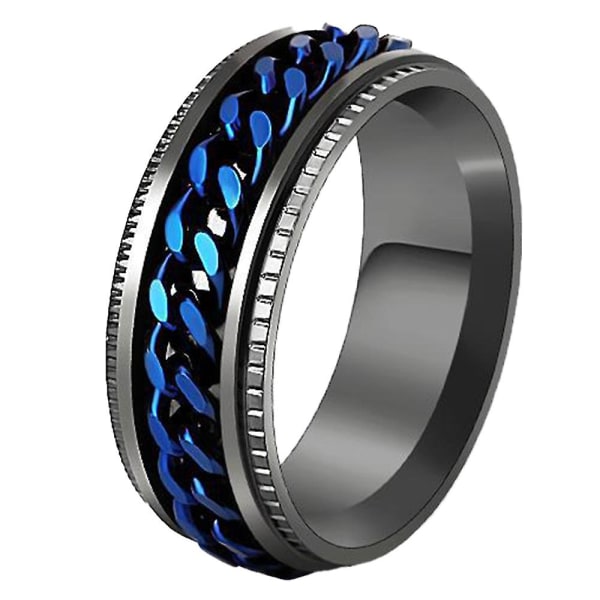 Ring i rustfritt stål med 8 mm dreibar ring blå