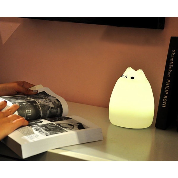 Usb-uppladdningsbar nattlampa för barn - Söt silikonkatt LED-skrivbordslampa för baby barn sängbord sovrumsstudie lampa