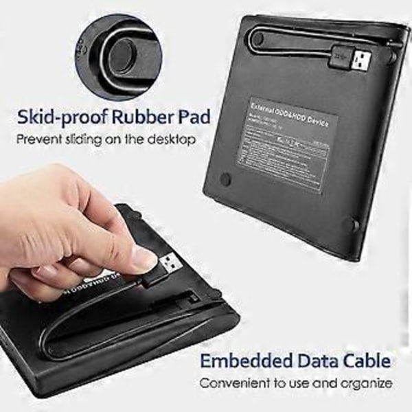Ekstern DVD-stasjon, USB 3.0 Bærbar CD/DVD-RW-stasjon/DVD-spiller CD for bærbare datamaskiner