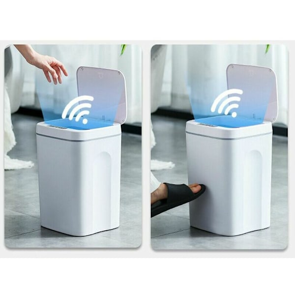 16L automatisk soptunna med sensor Automatisk soptunna Rörelsedetektor (Vit)