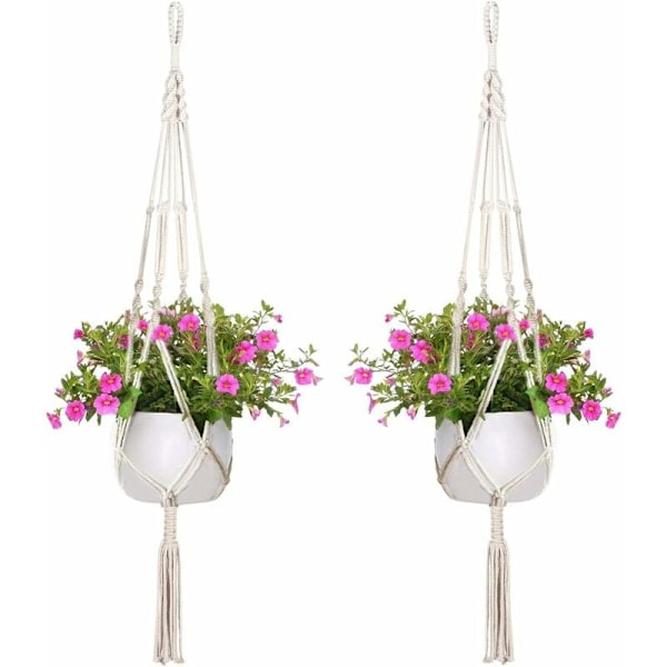 4 Macrame-riippukorin sarja Puuvillaköysi Kukkateline Riippukorit Sisä- ja ulkokaton/parvekkeen/seinäkoristeluun, 105