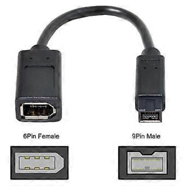 20 cm Længde IEEE 1394 6-Pin Hun til 1394b 9-Pin Han Firewire 400 til 800 Kabel Kamera Konverter Kabel