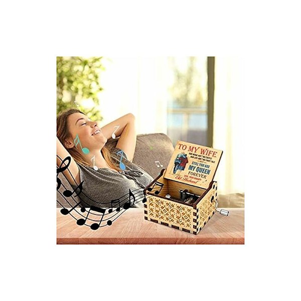 Puinen musiikkilaatikko - Lahja vaimolle, käsikampi - Vintage - Luova musiikkilaatikko - Rakkaalle vaimolle tyttöystävälle - Ystävänpäivä, syntymäpäivä, häät,