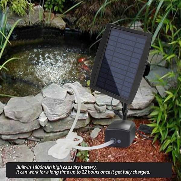 Solardriven luftpump, syresättare, syrepump för utomhuspool, damm, fiskakvarium, syrepump med luftstein - Denuotop
