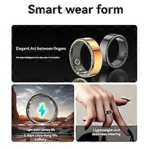 R02 Smart Ring for menn og kvinner med ladeetui, helseovervåker, multi-sport modus H