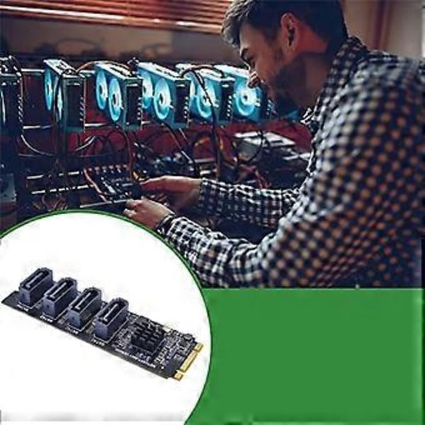 M.2 KEY-M NVME PCI-E - 4 Port SATA3.0 Laajennus Kovalevy HDD SSD Adapteri Lisäkortit Ajurivapaa JMB582