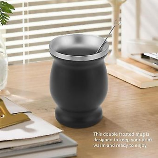 Yerba Mate -kurpitsasarja, kaksiseinäinen ruostumaton teräksinen teekuppi ja Bombilla, 2,4 dl, Bombillat Yerba Mate -pilli