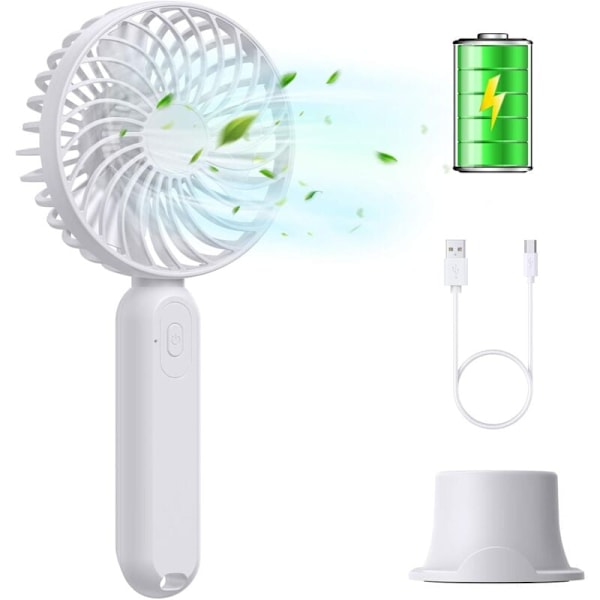 1 x Handheld Fan, Portable USB Handheld Fan Desk Fan, 3 Speed ​​Personal Mini Handheld Fan with 2000mah Rechargeable Battery, Ideal for Home Office