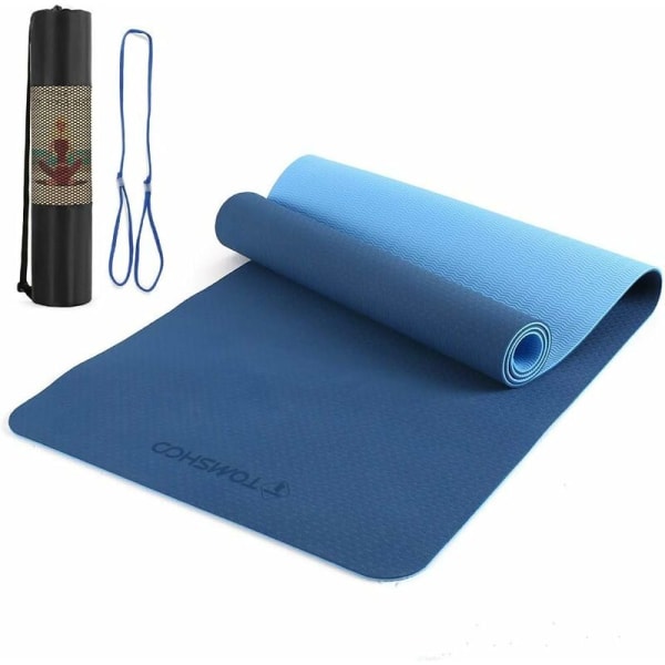 Yogamåtte + opbevaringspose, 8MM tyk miljøvenlig letvægts jule-giftig jule-skridsikker holdbar TPE fitnessmåtte, træningsmåtte til yoga fitness