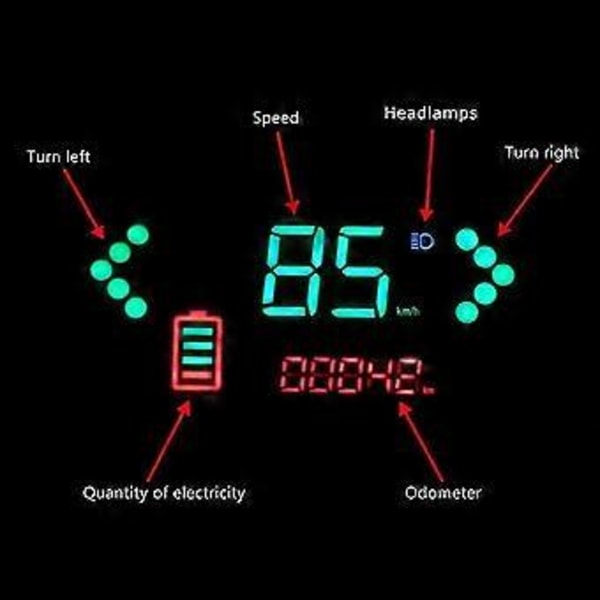 Universal 36v/48v/60v/72v Elektrisk Cykel LCD Display Med Hastighedsmåler Og Batteristatusindikator