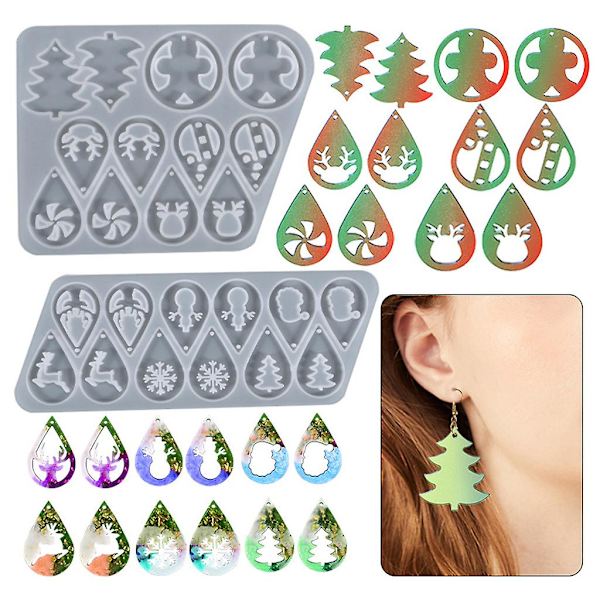 Juleøredobber Uv Epoxy Resin Form Håndlavede Øreringe Eardrop Silikoneform