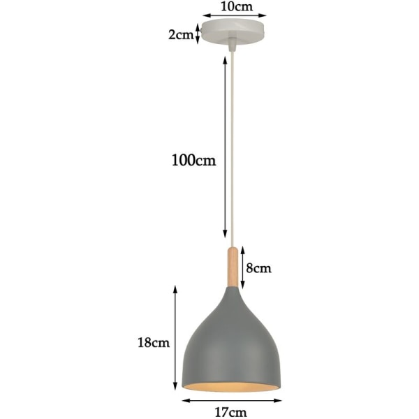 Moderne Loft Pendel Metal Træ hængende Lampe Justerbar Lysekrone Grå