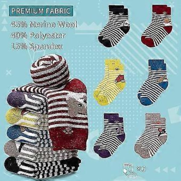 6 Paria Lasten Talvisia Lämpimiä Villasukkia Lapsille Pojille Tytöille Lämpöä Eristäviä Paksuja