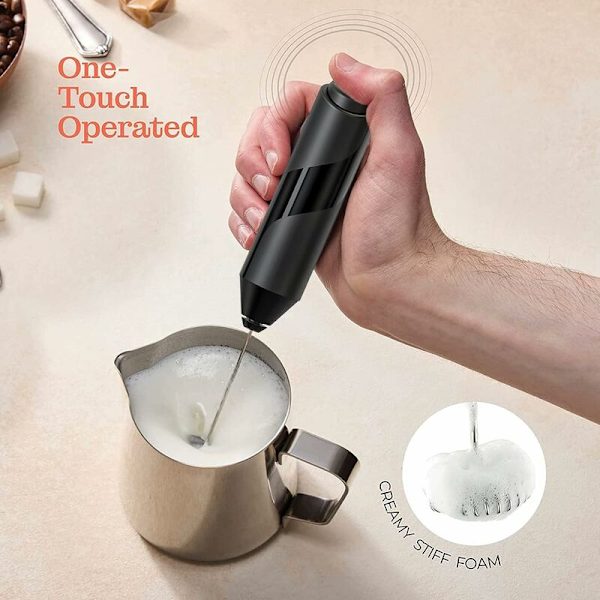 Håndholdt elektrisk melkeskummer, mini automatisk melkeskummer, mini melkeskummer for å tilberede latte, cappuccino og varm sjokolade
