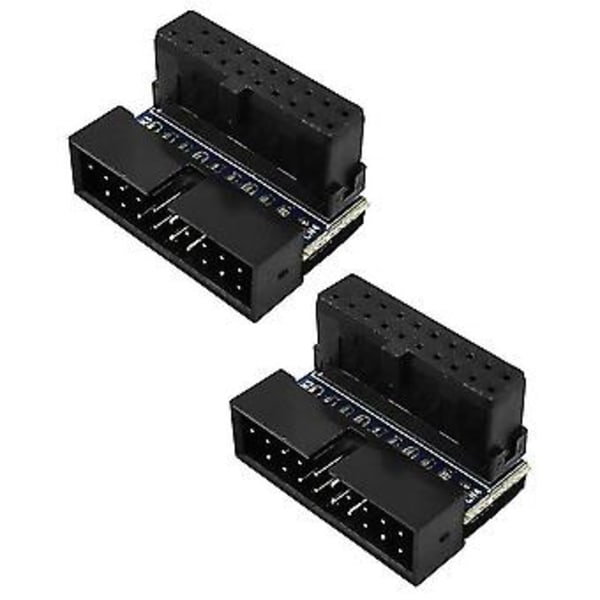 2 kpl USB 3.0 20-nastainen uros-naaras L-käännös 90 asteen suorakulmainen virtasovitin emolevylle