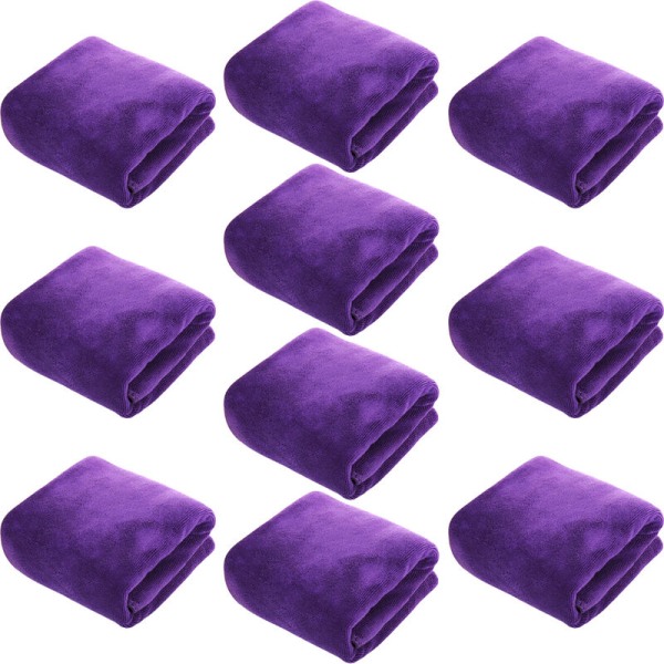 Salon Hair Towels 10 Pack - Fast Drying Towel for Hair, Hands, Face Use at Home, Salon, Spa, Barber deep purple