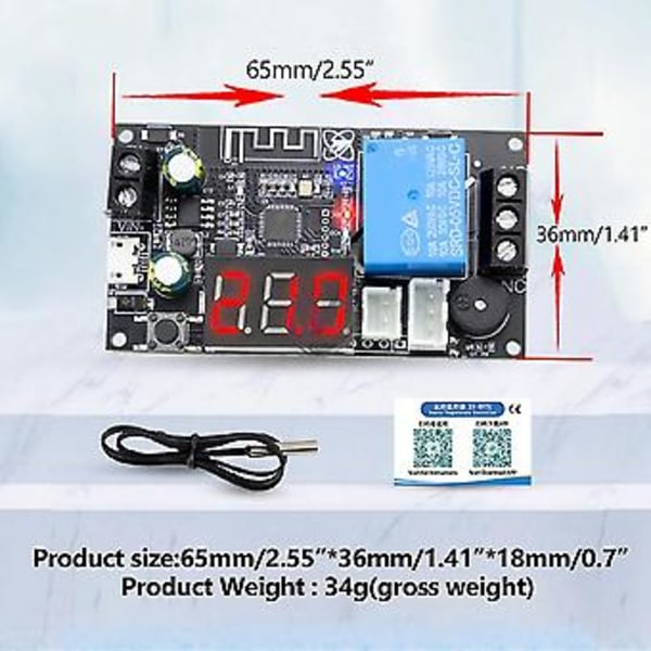 Xy-wftx Fjärrstyrd Wifi Tat Temperaturmodul Ntc 10k 0.5m Relä S Temperatur Con