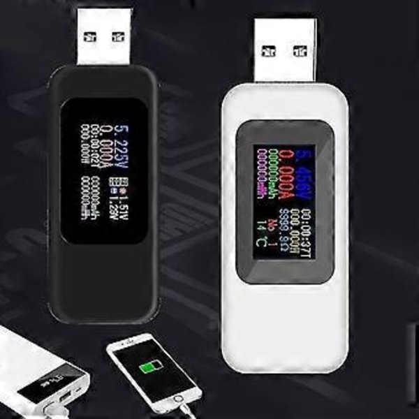 USB-testare Digital Strömmätare Testare Multimeter Ström- & Spänningsmätare Svart