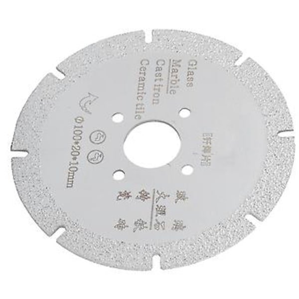 Hårdlödd Diamant Sågklinga Marmor Kapskiva Polering Slipskiva Hårdvaruverktyg Silver 100x20x10mm