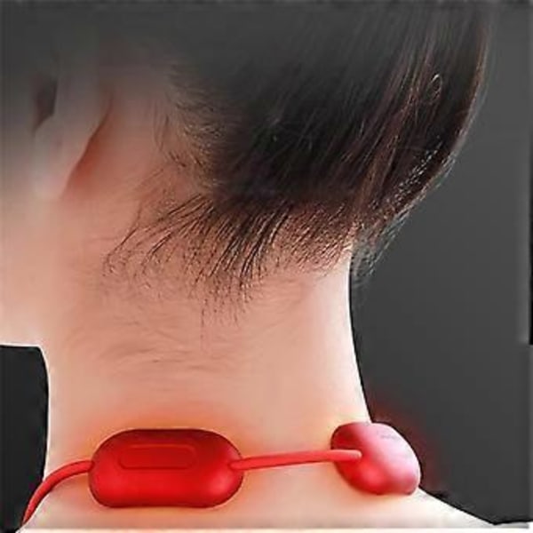 Smart Hängande Nackmassageapparat Värme TENS EMS Halsband Mikroström Axel Rygg Knådning Lågfrekvens Relaxi (Svart)