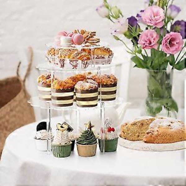 Akryl Klar Tårtställ Cupcakehållare för Födelsedag Bröllopstårta Dekorationstillbehör